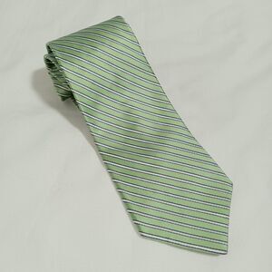 Tommy Hilfiger Vintage Silk Tie Mint Green Repp Stripe Made In USA 59 X 3.5